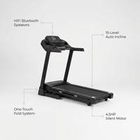 4.5HP Folding Treadmill for Home with 15 Auto Incline, Smart APP, 300Lbs, Hifi Bluetooth Speakers, 64 Programs, 10MPH Speed, Foldable Eletreadmill Running Machine, Knee Strap Gift — infographic