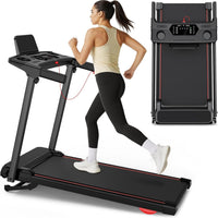 Treadmill with 0-15% Auto Incline, 0.6-7.5MPH Foldable Walking Pad Treadmill with Handle Bar for Home Small, 3.0HP Low Noise Portable Walking Running Machine for Small Space, 350LBS Capacity