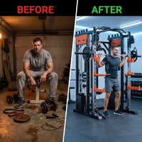 Home Gym Smith Machine Cable Crossover Weightlifting Sports Training — Before & After