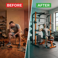 Smith Machine Cable Crossover Built for Full-Body Training, Multifunction Strength System, Durable Metal Frame — Before & After