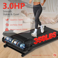 Treadmill with 0-15% Auto Incline, 0.6-7.5MPH Foldable Walking Pad Treadmill with Handle Bar for Home Small, 3.0HP Low Noise Portable Walking Running Machine for Small Space, 350LBS Capacity