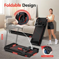 Treadmill with 0-15% Auto Incline, 0.6-7.5MPH Foldable Walking Pad Treadmill with Handle Bar for Home Small, 3.0HP Low Noise Portable Walking Running Machine for Small Space, 350LBS Capacity