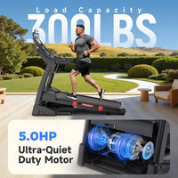 4.5HP Folding Treadmill for Home with 15 Auto Incline, Smart APP, 300Lbs, Hifi Bluetooth Speakers, 64 Programs, 10MPH Speed, Foldable Eletreadmill Running Machine, Knee Strap Gift