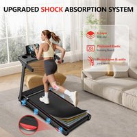Treadmill with 0-15% Auto Incline, 0.6-7.5MPH Foldable Walking Pad Treadmill with Handle Bar for Home Small, 3.0HP Low Noise Portable Walking Running Machine for Small Space, 350LBS Capacity