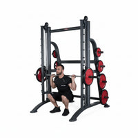 Smith Machine Designed for Safe Strength Training, Adjustable Bar Heights, Safety Catches, Metal Frame